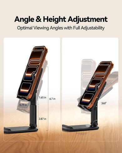 NKNZLY 2 Pack Cell Phone Stand for Desk, Foldable Mobile Phone Holder-Black | Adjustable Desktop Office Desk Accessories & Decor, Cute Essentials Gifts for Women Teens Boys, for All Smartphones, iPad in Saudi Arabia