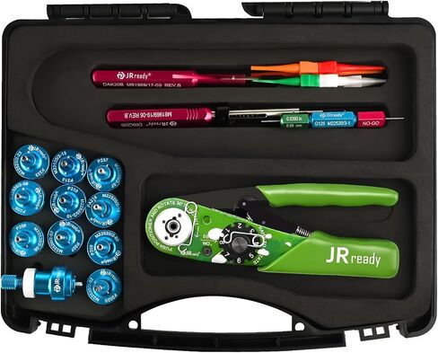 JRready ST2060-AS2G M22520 2 01 Indent Crimper Kit NEW-AS2G 615717 Aviation Crimp Tool and 7 Positioner and G125 Gauge for Solid Barrel Contact of Miniature Connector in Electronic Systems 20 32awg in Saudi Arabia