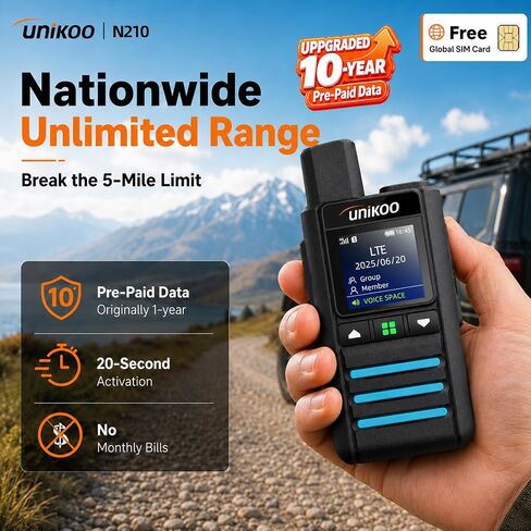 4G LTE Walkie Talkies Unlimited Range, Two Way Radios, 10 Year Data Plan | 10 Year Free Data Plan No App Required, Easy to Use For business, logistics, security, family & outdoor team communication in Saudi Arabia