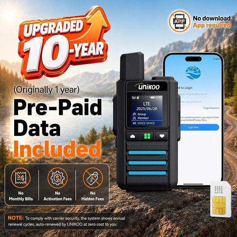 4G LTE Walkie Talkies Unlimited Range, Two Way Radios, 10 Year Data Plan | 10 Year Free Data Plan No App Required, Easy to Use For business, logistics, security, family & outdoor team communication in Saudi Arabia