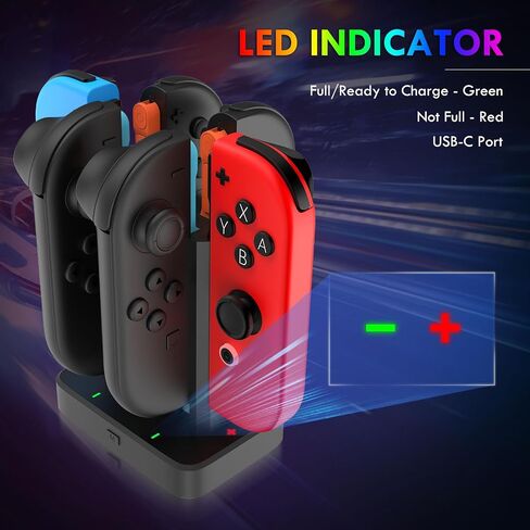 6 in 1 Charging Dock for Nintendo Switch 1/2 JoyCon(2025) with 9 Light Modes,Ergonomics & Magnetic Fast Charge,Type-C Prot,Charger Stand Station Compatible with Switch 2 Joy Con in Saudi Arabia
