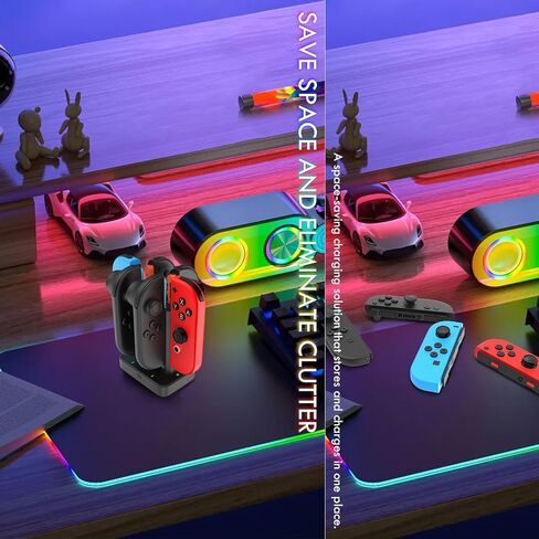 6 in 1 Charging Dock for Nintendo Switch 1/2 JoyCon(2025) with 9 Light Modes,Ergonomics & Magnetic Fast Charge,Type-C Prot,Charger Stand Station Compatible with Switch 2 Joy Con in Saudi Arabia