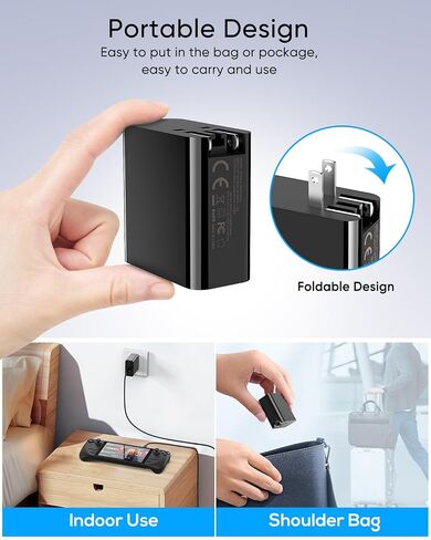 [10FT] 65W Fast Charger for Nintendo Switch 2, Steam Deck & ROG Ally - MENEEA PD3.0 Foldable AC Adapter with Long Charging Cable[Official Switch 2 Charger Replacement] in Saudi Arabia