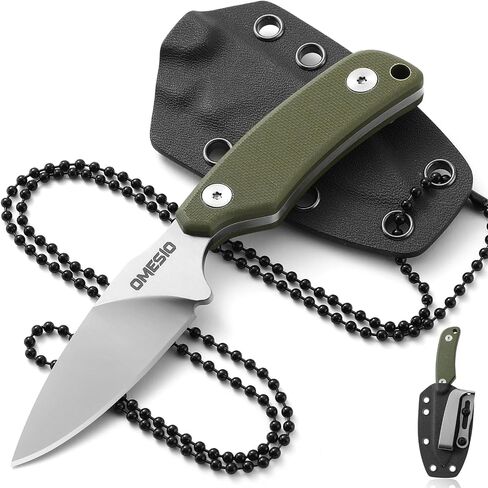 Omesio Neck Knife, 5.82" D2 Steel Fixed Blade Knife with Sheath, Black in Saudi Arabia