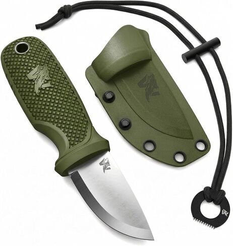ODENWOLF W-MINI 2 - EDC Neck Knife with Sheath and Necklace - Small EDC Fixed Blade Knife Necklace and Belt Clip - Pocket Fixed Blade Knives - Full Tang Neck Knife with Sheath Tactical + Fire Starter in Saudi Arabia