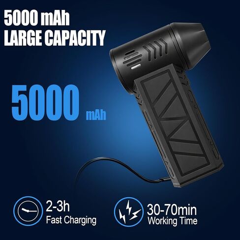 Compressed Air Duster, 130000 RPM Electric Air Duster, for Keyboard, Car | 4-Speed Adjustable Rechargeable Blower Gun, Portable and Reusable Air Blower for Computer and Cleaning Fallen Leaves in Saudi Arabia