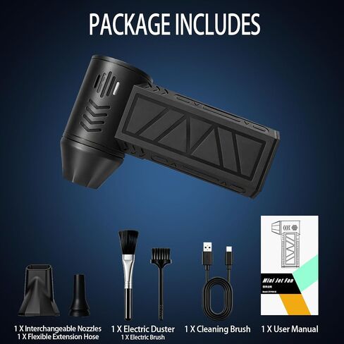 Compressed Air Duster, 130000 RPM Electric Air Duster, for Keyboard, Car | 4-Speed Adjustable Rechargeable Blower Gun, Portable and Reusable Air Blower for Computer and Cleaning Fallen Leaves in Saudi Arabia