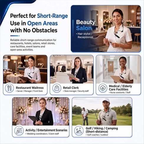 Mini Walkie Talkies with Earpiece, Ultralight Clip-On Two Way Radios | 0.9 ounces Ultra Lightweight Design 48-Hour Standby Battery Life Perfect for Restaurants, Hotels & Retail Teams in Saudi Arabia