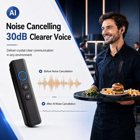 Mini Walkie Talkies with Earpiece, Ultralight Clip-On Two Way Radios | 0.9 ounces Ultra Lightweight Design 48-Hour Standby Battery Life Perfect for Restaurants, Hotels & Retail Teams in Saudi Arabia