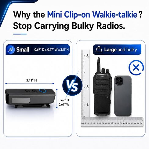 Mini Walkie Talkies with Earpiece, Ultralight Clip-On Two Way Radios | 0.9 ounces Ultra Lightweight Design 48-Hour Standby Battery Life Perfect for Restaurants, Hotels & Retail Teams in Saudi Arabia