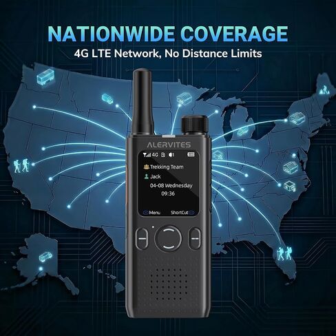 PoC-AT1 PoC Radio, 4G LTE Walkie Talkies, App Control, 2 Pack | Lifetime Free SIM Card, Unlimited Range with Network, Self-Grouping, Group/Private Call, for Fleet Management in Saudi Arabia