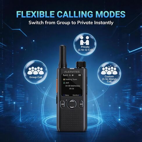 PoC-AT1 PoC Radio, 4G LTE Walkie Talkies, App Control, 2 Pack | Lifetime Free SIM Card, Unlimited Range with Network, Self-Grouping, Group/Private Call, for Fleet Management in Saudi Arabia