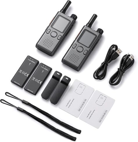 PoC-AT1 PoC Radio, 4G LTE Walkie Talkies, App Control, 2 Pack | Lifetime Free SIM Card, Unlimited Range with Network, Self-Grouping, Group/Private Call, for Fleet Management in Saudi Arabia