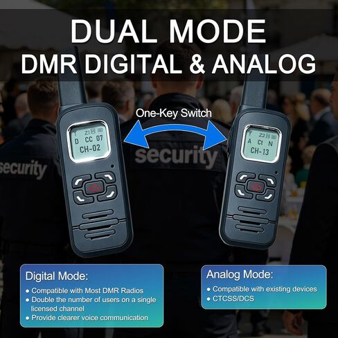 F-710 Mini DMR & Analog Dual Mode Walkie Talkie 1450mAh USB-C | with Programming Cable Handheld Portable DMR Encryption Two Way Radio for Business Restaurant Indoor Outdoor Sport, 1-Pack in Saudi Arabia