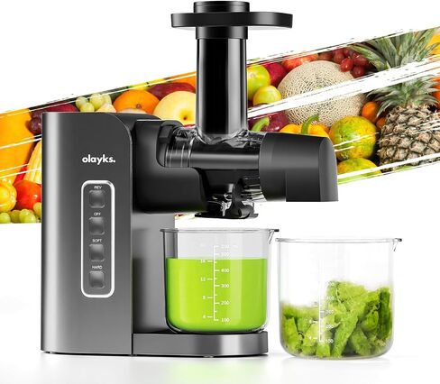 Juicer Machine,Slow Masticating Juicer with 2 Speed Modes & Quiet Motor,Cold Press Juicer Machines Vegetable and Fruit with Reverse Function,Celery Juicer,BPA-Free,Easy to Clean in Saudi Arabia