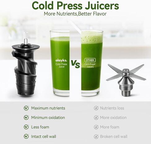 Juicer Machine,Slow Masticating Juicer with 2 Speed Modes & Quiet Motor,Cold Press Juicer Machines Vegetable and Fruit with Reverse Function,Celery Juicer,BPA-Free,Easy to Clean in Saudi Arabia