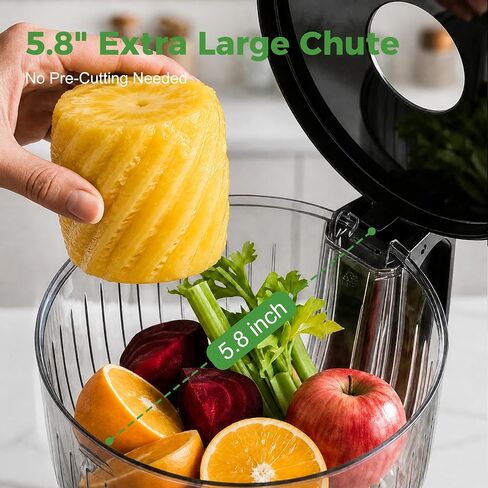 OSTBA Cold Press Juicer, 300W Slow Masticating Juicer | 5.8" Large Feed Chute, High Juice Yield, Easy Cleaning, Makes Fresh Juice from Whole Fruits and Vegetables in Saudi Arabia