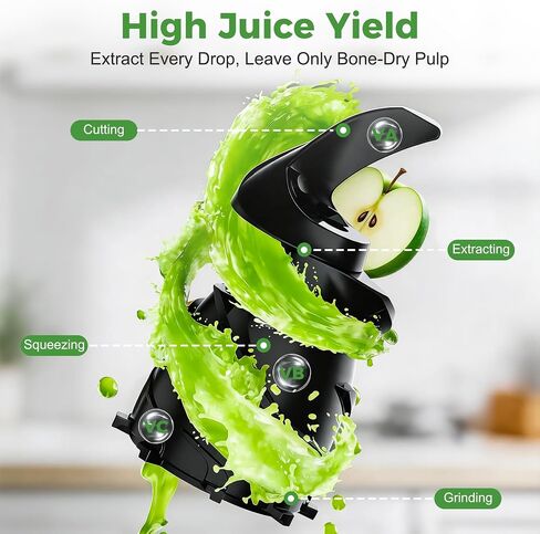 OSTBA Cold Press Juicer, 300W Slow Masticating Juicer | 5.8" Large Feed Chute, High Juice Yield, Easy Cleaning, Makes Fresh Juice from Whole Fruits and Vegetables in Saudi Arabia