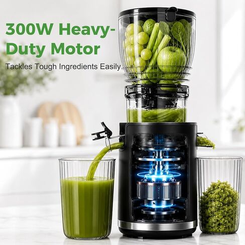 OSTBA Cold Press Juicer, 300W Slow Masticating Juicer | 5.8" Large Feed Chute, High Juice Yield, Easy Cleaning, Makes Fresh Juice from Whole Fruits and Vegetables in Saudi Arabia