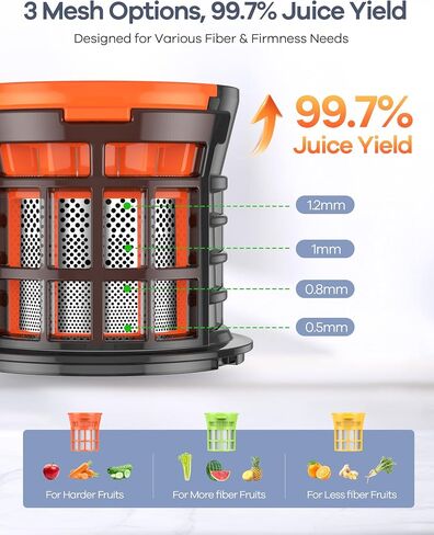 Ganiza Juicer Machines, Slow Masticating Juicers with Large Feed Chute for Whole Fruits & Vegetables, Cold Press Juicer with 3 Replace Filters for Batch Juicing, Easy to Clean, BPA Free(Silver) in Saudi Arabia