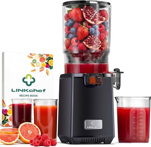 LINKChef Cold Press Juicer Machines, 130mm Diameter and 1.8L Capacity Juicers Whole Fruit and Vegetable, 250W Masticating Slow Juicer with Automatic Cutting, BPA-Free Tritan in Saudi Arabia