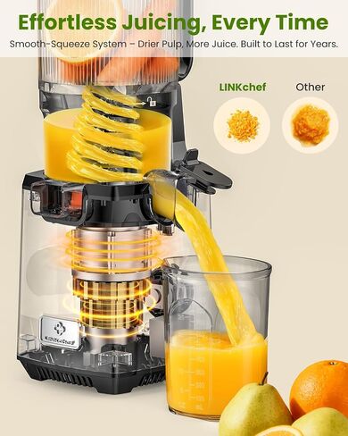 LINKChef Cold Press Juicer Machines, 130mm Diameter and 1.8L Capacity Juicers Whole Fruit and Vegetable, 250W Masticating Slow Juicer with Automatic Cutting, BPA-Free Tritan in Saudi Arabia