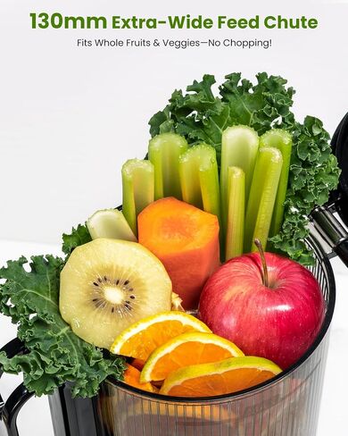 LINKChef Cold Press Juicer Machines, 130mm Diameter and 1.8L Capacity Juicers Whole Fruit and Vegetable, 250W Masticating Slow Juicer with Automatic Cutting, BPA-Free Tritan in Saudi Arabia
