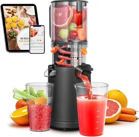 Slow Cold Press Juicer Machine: Electric Masticating Juicer Extractor Easy Clean - Whole Fruit Vegetable Juice Maker - Cold Pressed Slow Blender Juicer with Wide Large Chute Mouth in Kuwait