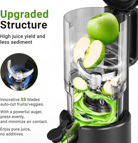 Slow Cold Press Juicer Machine: Electric Masticating Juicer Extractor Easy Clean - Whole Fruit Vegetable Juice Maker - Cold Pressed Slow Blender Juicer with Wide Large Chute Mouth in Kuwait