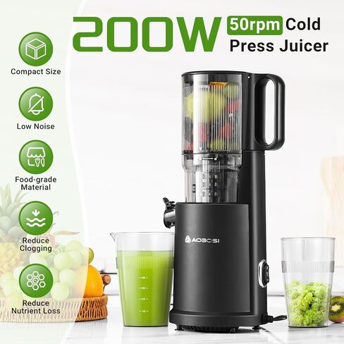 Slow Cold Press Juicer Machine: Electric Masticating Juicer Extractor Easy Clean - Whole Fruit Vegetable Juice Maker - Cold Pressed Slow Blender Juicer with Wide Large Chute Mouth in Kuwait