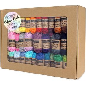 Scheepjes Yarn Whirl, Cahlista Color Pack of 109 Skeins - 15g Each, 3040 Yards, 100% Natural Cotton Yarn for Crocheting, Knitting Yarn Kit & Crochet Yarn, Extra Large Balls of Yarn Cake (Assorted)