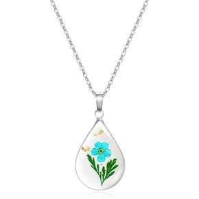 Jayden Silver Necklace for Women,Birth Flower Necklace,Lily of the Valley May Month Real Flower,Handmade Resin Necklaces,Represents Happiness,Purity,And Sweet Love,Unique Gift,Teardrop Pendant - 18" in Saudi Arabia