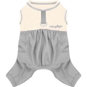 TENGZHI Dog Pajamas Small Sized Dog Clothes for Girl Boy,Puppy Pajamas with Leash Ring,Dog Onesie with Feet,Cat Dog Pajama Summer Cute Dog Clothes Shirt X-Small