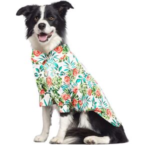 HDKUW Large Dog Hawaiian Costume, Dog's Cool T-Shirts Summer Clothes, Hawaiian Shirt for Dogs, Design for Summer Luau Style Beach Camp Vacation 4XL