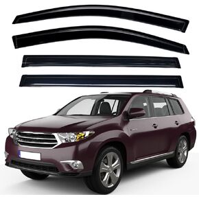 Lightronic WV94063 Outside-Mount Side Window Visor Deflector Rain Guard, Dark Smoke, 4-Pieces Set, Fits 2008-2013 Toyota Highlander & 2008-2013 Toyota Highlander Hybrid