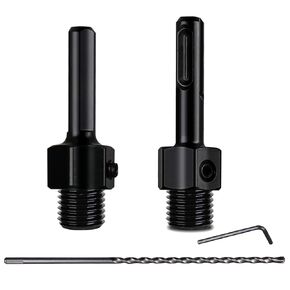 2Pcs Core Drill Bit Adapter with 11.81" Centering Drill Bit, SDS-Plus Adapter & Hex Shank Adapter for 5/8-11 Threaded Core Bits, SDS Plus Pilot Bit for Dry Core Drill Bit