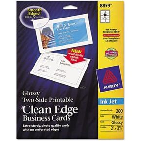 Avery Clean Edge Business Card - 2" x 3.5" - Glossy - 200 / Pack - White