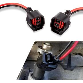 Pack-1 Automotive EV6 EV14 Fuel Injector Connector, Fuel Injector Pigtail Connector Plug Wire, Fuel Injector Connector with Wire, Universal EV6 EV14 Model Accessories for Cars (Black & Red)