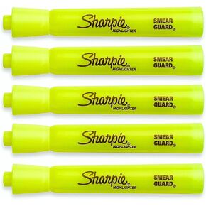 Sharpie Accent Tank-Style Highlighters, 5 Colored Highlighters (5 Fluorescent Yellow)