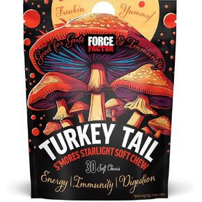 FORCE FACTOR Modern Mushrooms Soft Chews, Turkey Tail Mushroom Supplement to Support Immunity, Digestive Health, and Vitality, Antioxidants Supplement, Delicious S’Mores Flavor, 30 Soft Chews
