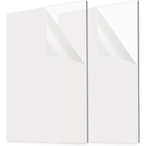 قطعتان من أوراق زجاج شبكي مقاس 8 × 12 بوصة بسُمك 1/8 بوصة (3 مم)، أوراق أكريليك، علامات أكريليك فارغة مصبوبة شفافة لإطارات الصور واللافتات والحرف اليدوية والرسم ومشاريع العرض التي تصنعها بنفسك in Kuwait