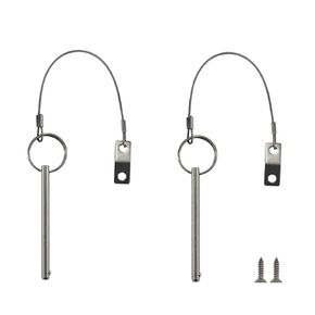 Quick Release Pin, Diameter 1/4"(6.3mm), Total Length 3-3/4"(95mm), Effective Length 3"(76mm), Full 316 Stainless Steel, Bimini Top Pin, Marine Hardware 2PACK