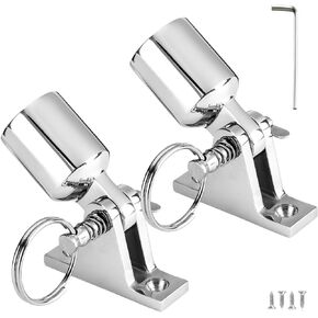 Durable Bimini Top Deck Hinge and Eye End Cap Fits 7/8 inch/ 22 mm Tube, 316 Stainless Steel Bimini Top Hardware with Mounting Fittings(2 Pairs)
