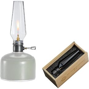Campingmoon Camping Gas Lantern Propane Lantern Portable Retro Style Lighting Candle Tent Lamp Glass Mantle Lantern for Outdoor Emergency, Silver