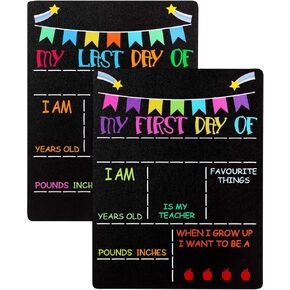 PETCEE My First Day and Last Day of School Chalkboard Sign,9"x12" First Day of School Chalkboard Photo Prop Double Sided Back to School Board for Kids,Girls & Boys