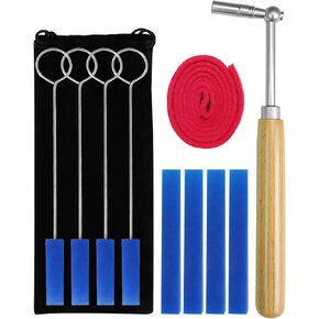 13 Pcs Professional Piano Tuning Kit, Piano Tuner Hammer Mute Kit Tools, Piano Tuning Lever Tools with Velvet Bag, Long Mute Felt, Rubber Mutes for Beginner and Professional Tuner
