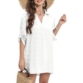 ملابس السباحة النسائية التستر ثوب السباحة التستر سويس دوت بيتش ملابس السباحة بيكيني فستان القميص in Kuwait