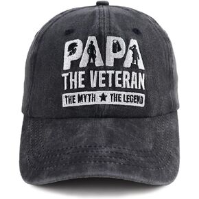 Papa Hats for Dad Birthday Gifts, The Veteran Adjustable Cotton Embroidered Myth Legend Men Baseball Caps