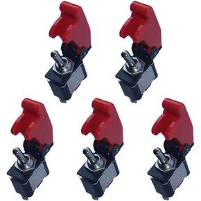 ESUPPORT 12V 20A Black Cover Rocker Toggle Switch SPST ON/Off Car Truck Boat 2Pin Pack of 5