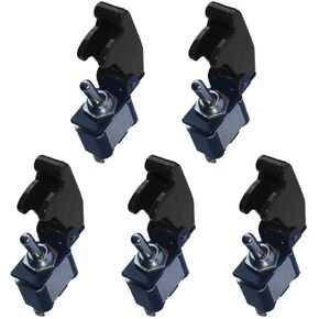 ESUPPORT 12V 20A Black Cover Rocker Toggle Switch SPST ON/Off Car Truck Boat 2Pin Pack of 5